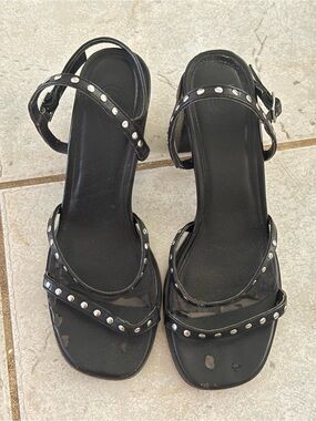 Urban outfitters black studded block heels